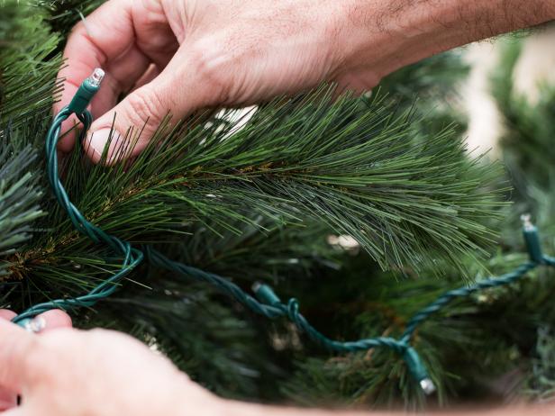 Stringing Lights on Garland