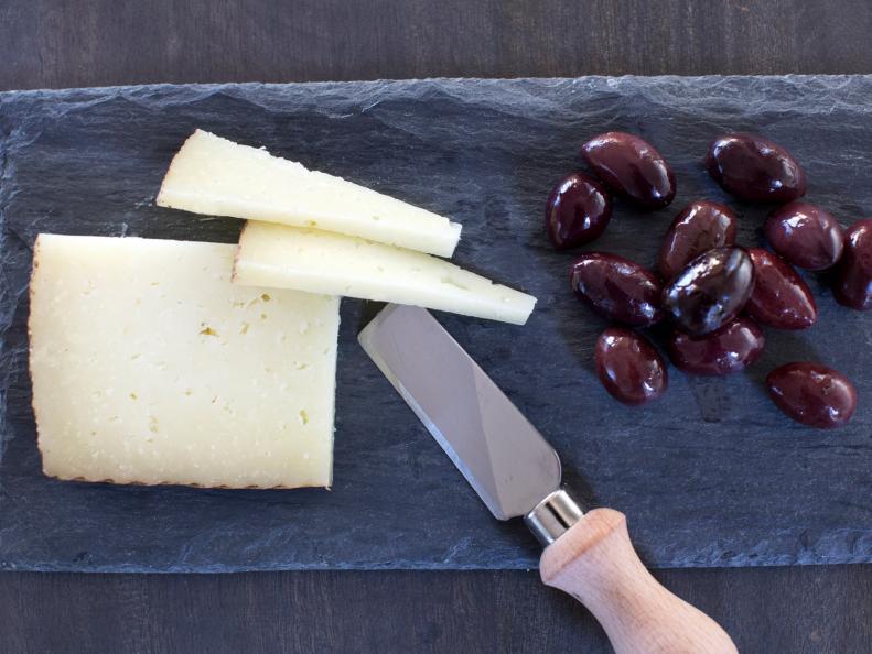 Slate cheese plate with manchego