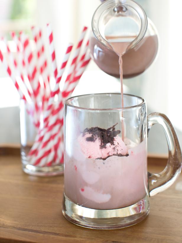Hot Chocolate and Peppermint Ice Cream 