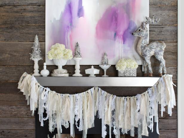 A Fabric Garland in Tones of White and Gray
