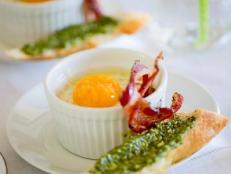 Baked Eggs With Pesto and Pancetta