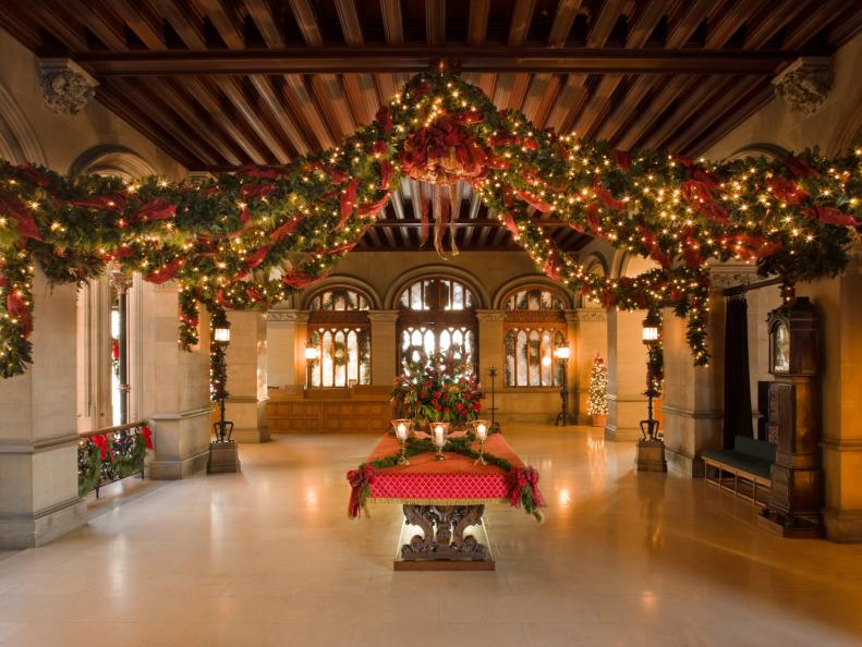 Biltmore House Entry Hall Decorated for Christmas