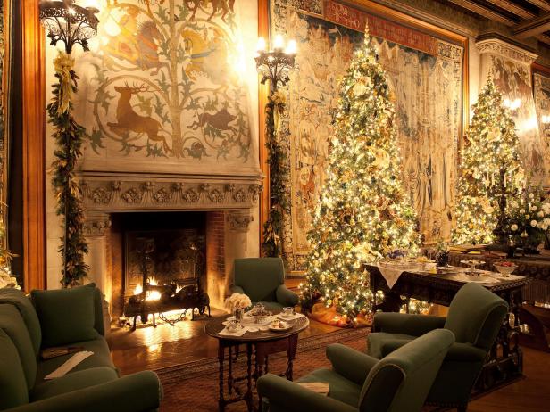 Biltmore House Tapestry Gallery Decorated for Christmas
