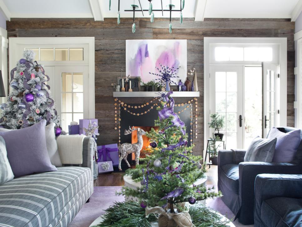 Modern Holiday Color Scheme, Purple And Gray Living Room