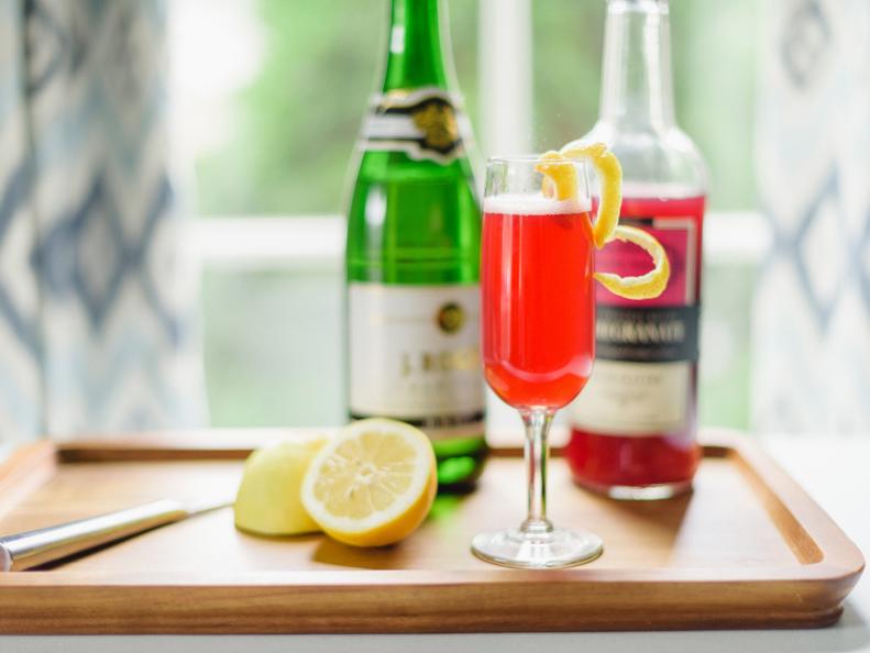 Champagne cocktail with pomegranate juice