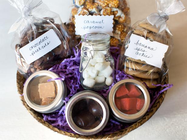Gift basket with cookies and snack food
