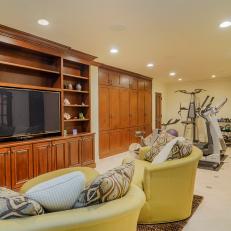 Basement Doubles as Media Room and Home Gym