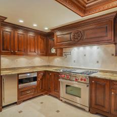 Traditional Kitchen With Rich Wood Cabinetry