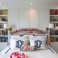 Lovely Traditional Bedroom With Monogrammed Pillows