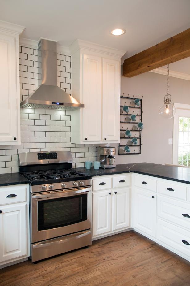 Renovated Kitchen With Subway Tile Backsplash & Stainless Steel Range