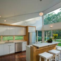 Simple Modern Kitchen With Outdoor Views