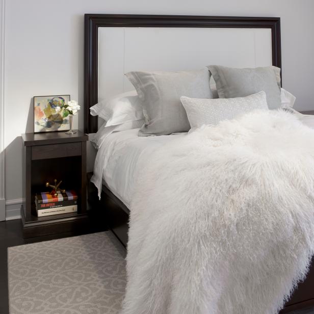 Gray And White Bed With Fur Throw Hgtv