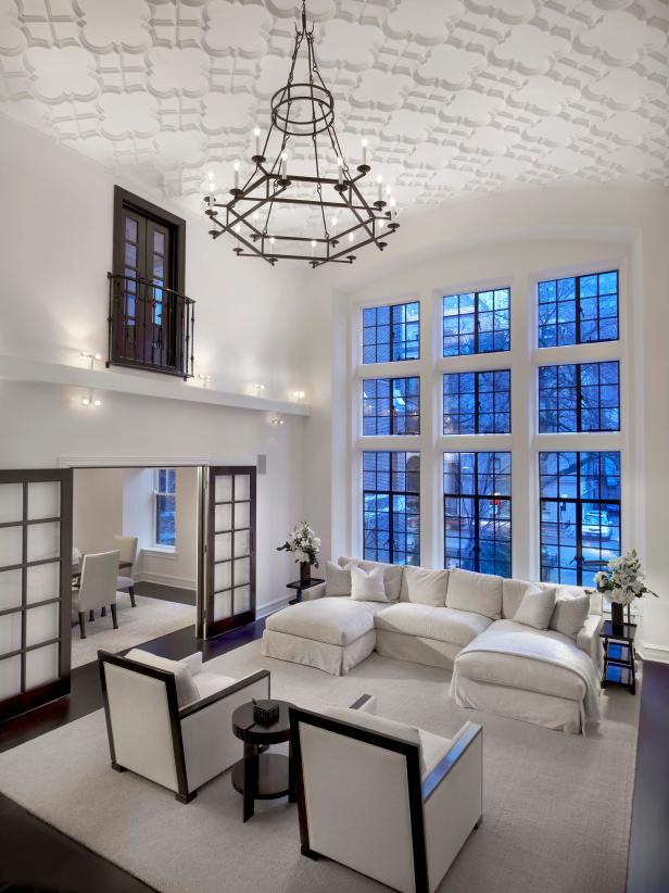 White Contemporary Loft Living Room