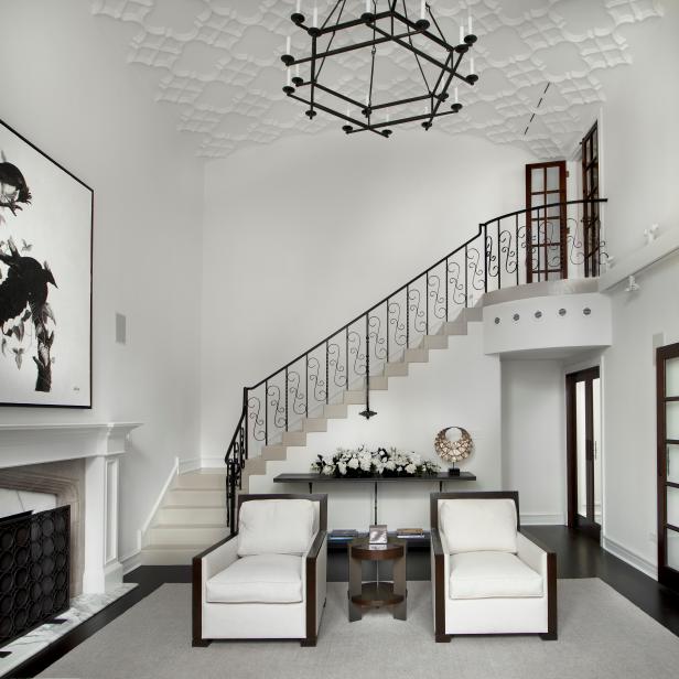 White Stairwell and Armchairs