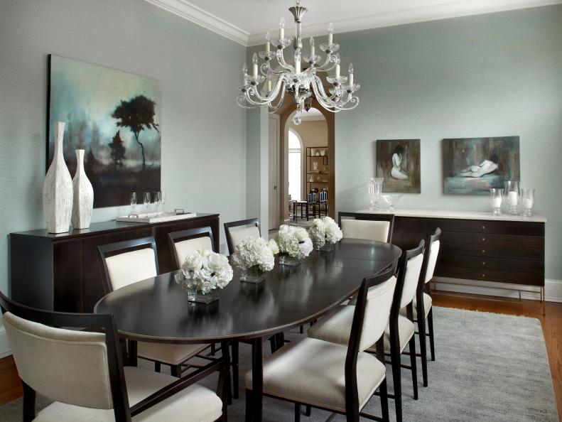 Gray and White Transitional Dining Room 