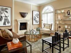 Neutral Eclectic Living Room With Arched Window