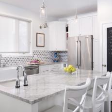 White Transitional Kitchen With Chalkboard Door