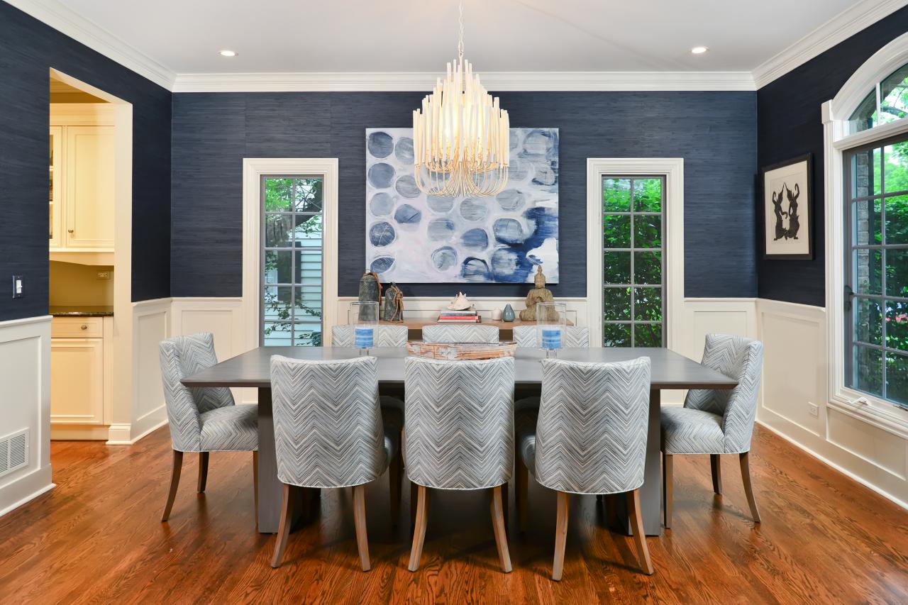 Transitional Blue Dining Room Has Asian and Coastal Decor Linc