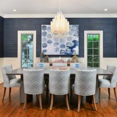 Dining Room With Shades and Textures of Blue