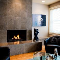 Living Room With Contemporary Fireplace