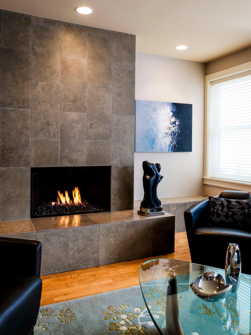 living fireplace contemporary hgtv cozy tile