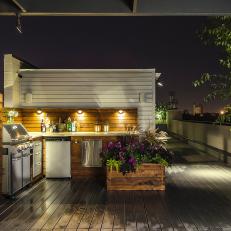 Outdoor Kitchen and Container Garden on Modern Rooftop