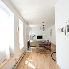 Bright White Hallway in Modern Park Slope Apartment