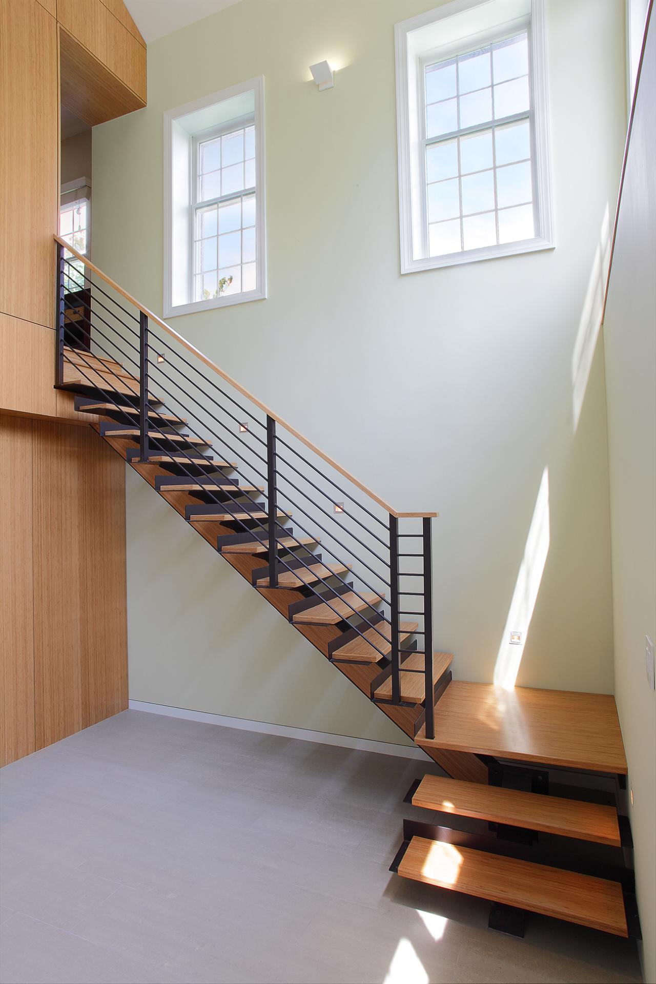 Contemporary Staircase With Landing | HGTV
