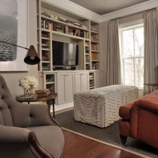 Photos Hgtv Gray Transitional Living Room With Orange Sofa