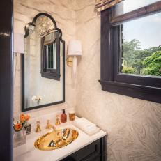 Art Deco Powder Room With 24-Karat Gold Sink