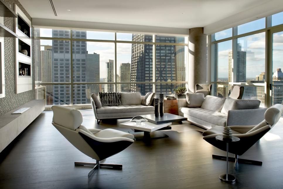 Contemporary Living Room in Urban Setting