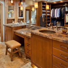 Craftsman-Style Master Bathroom With Large Double Vanity
