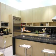 Contemporary Eat-In Kitchen With Light Hardwood Cabinets