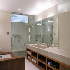 Contemporary Master Bathroom With Glass-Enclosed Shower