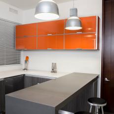Modern Kitchen With Orange Cabinets