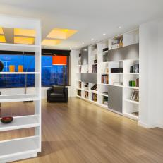 Living Room With Contemporary Shelving 
