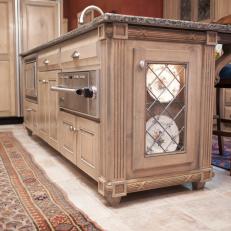 Victorian Kitchen Island With Glass Front Cabinet