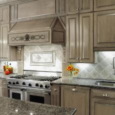 Light Gray Victorian Style Kitchen With Spacious Cabinetry