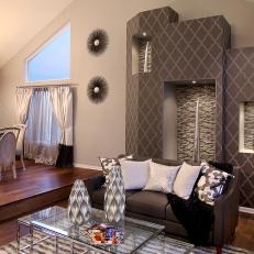 Charcoal Moroccan-Patterned Accent Wall