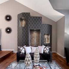 Charcoal Accent Wall Wows in Contemporary Living Room