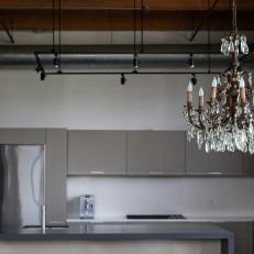 Crystal Chandelier Adds Warmth and History to Modern Kitchen