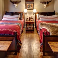 Southwestern Bedroom With Bold Red Bedding