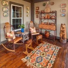 Wooden Rocking Chairs Create Cozy Porch Seating Area