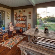 Screened-In Porch With Picnic-Style Dining Table