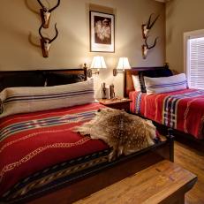 Tribal Print Bedding Pops in Western-Style Bedroom