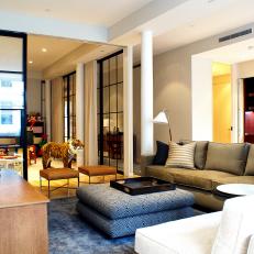 Chic Living Room Opens to Playroom