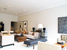 White Living Room With Sleek Furniture, Modern Art mod