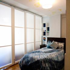 Boy's Bedroom With Frosted Glass Sliding Doors