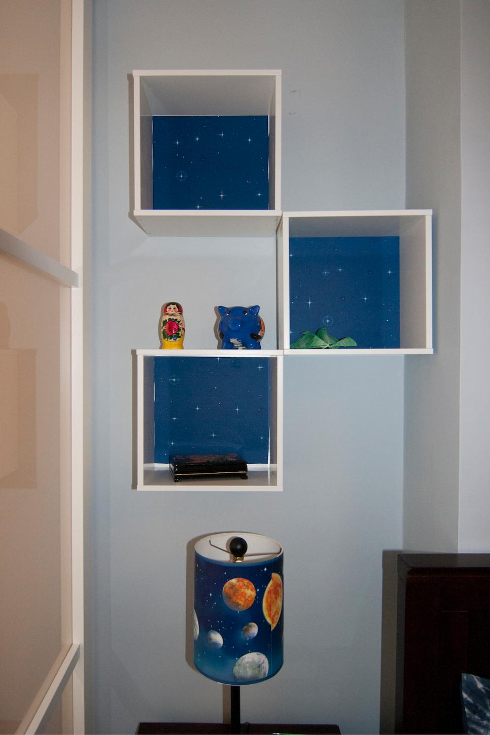 Blue and White Night Sky Cube Shelves | HGTV