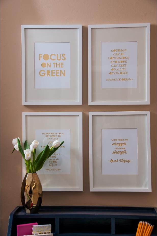 Four Quotes Framed and Hung in a Quadrant